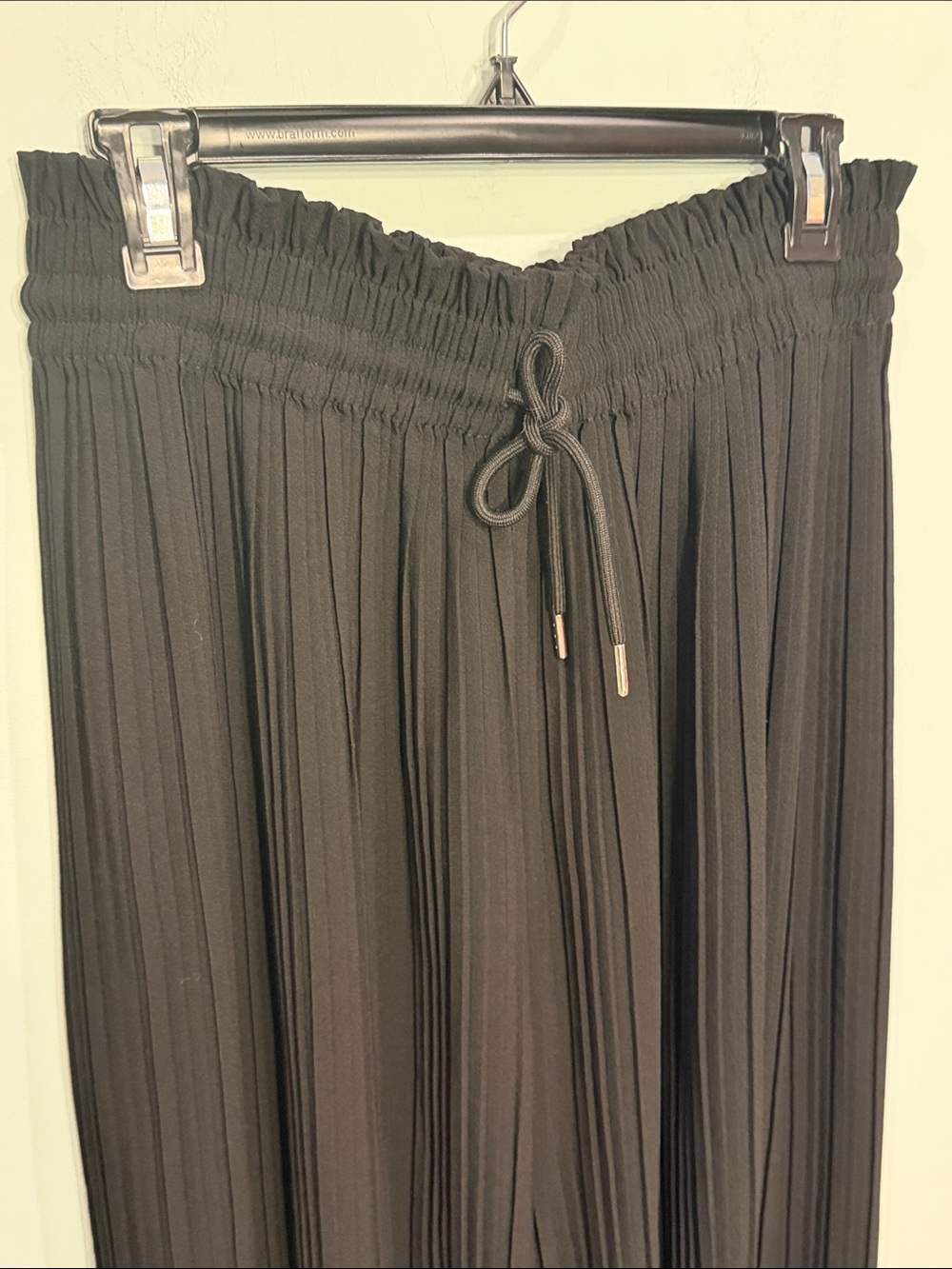 Rachel Zoe Black Pleated Wide-Leg Drawstring Pants